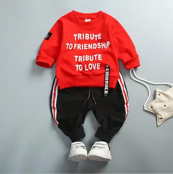 Pavasara Rudens Bērnu Zēnu Drēbes Pilnu Piedurknēm T krekls, Svītraina Kokvilnas bikses Kostīmi Bērniem, Apģērbu Komplekts Toddler Zīmola Treniņtērpi