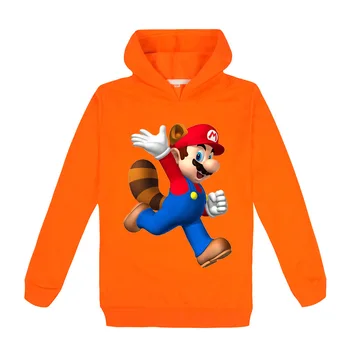 2-16Y Modes Super Mario pelēkā vārna Bērniem Gadījuma Outwear Zēni Meitenes ar garām Piedurknēm Krekli Bērnu Pulovers Kapuci Sporta Tops