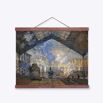 Klods Monē Mūsdienu Impresionisma Vintage Plakātu Izdrukas Slavenā Dzelzceļa Stacijas Audekls Eļļas Gleznas Mājas Sienas Māksla, Mājas Dekoru, Dāvanas