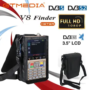 GT MEDIJU V8 Finder Satelītu Meklētājs Digitālo HD DVB-S2 Sat Finder DVB S2 LCD Satelīta Metru Satfinder 1080P ar 3000mA Akumulators