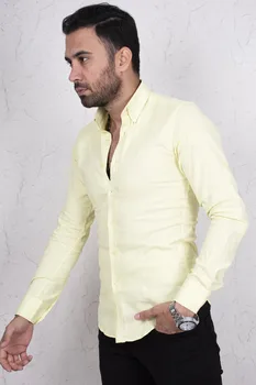 DeepSEA Dzeltena Gadījuma Normālu Pelējuma Vīriešu Krekls No 100 Kokvilnas Trikotāžas Auduma ar garām Piedurknēm Ikdienas Uzņēmējdarbībā Grupa Four Seasons Ikdienas apģērbu 2004102