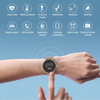 Luksusa Sievietes Smartwatch Bluetooth Android Smart Skatīties Fitnesa Tracker Asins Spiediena Monitoru, IP67 Waterproof Saistīts ar GPS