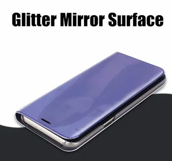 Samsung Galaxy S8 S9, Ņemiet vērā, 10 Plus Luksusa Plastmasas Skaidru priekšstatu Smart Mirror flip Case For S6 S7 Malā Stāvēt Ādas Vāks Apvalks