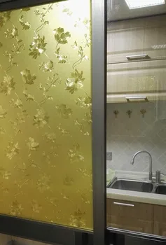 Elektrostatiskā Matēta Zelta pašlīmējošas Stikla Uzlīmes, Logu Uzlīmes, Necaurspīdīgs Tonēšana Logu Plēves Ūdensizturīgs Sauļošanās Filmu