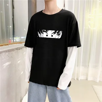 Viltus divas garām piedurknēm drukāts T-krekls zaudēt vīriešu ikdienas melna balta savvaļas modes Zemāko pulovers cilvēks streetwear tendence karstā
