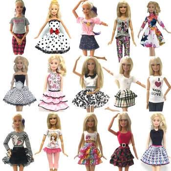 NK 10 Set/Daudz Nejauši Sajauc Stila Lelle Kleita Skaista Puse Drēbes Top Modes Kleita Barbie Lelle Meiteņu Dāvanu DZ