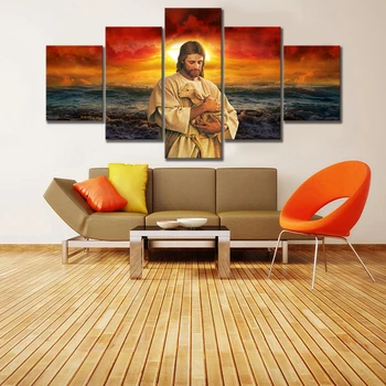 Mājas Dekori Audekls, 5 Gab Reliģisko Jēzus Plakātu Mūsdienu Drukas Gleznas Ēku Sienas Mākslas Darbu Moduļu Attēlu Dzīvojamā Istaba