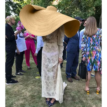Lielu salmu Saules Cepuri, Pludmales Modes Anti-UV Saules Aizsardzības vasaras lielu cepuri sievietēm Salokāms Salmu diametrs 90cm d90816