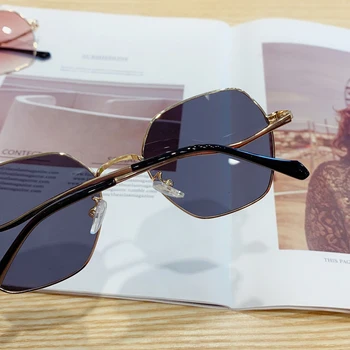 Modes Dāma Daudzstūris Saulesbrilles Zīmola Dizainere Sešstūra Saulesbrilles Sieviešu Saulesbrilles Melna Rozā Skaidrs, Objektīvs, Saules Brilles Sieviete
