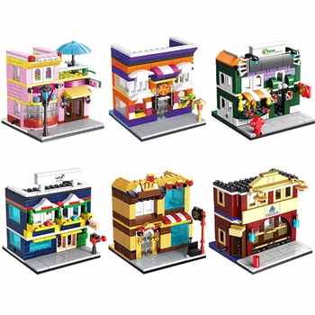 Arhitektūras Mini Radītājs Street View Celtniecības Bloki, Veikals, Veikals Nams DIY pilsētas Ķieģeļu Skaitļi Rotaļlietas bērniem dāvanas