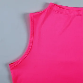 OMSJ Vasaras Neona Rozā krāsā bez Piedurknēm Mini Kleita Bodycon Sexy Modes Pusei Clubwear Izdilis Cietā Slim Pamata 2020. Gadam Karstā Kleitas Jaunas