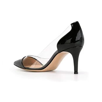 Seksīga sieviešu 5.5 cm norādīja pārredzamu sekla kurpes PVC kaķēns papēži profesionālu kāzu uzvalks 678-27PA