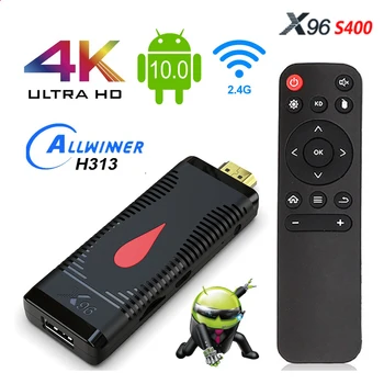 TV Stick Android 10.0 X96 S400 TV Stick Android X96S400 Allwinner H313 Četrkodolu 4K 60fps 2.4 G WIFI 16GB un 2 gb TV Dongle VS X96S