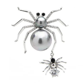 Wuli&bērnu Jauns Dizains Cute Pērļu Mamma Bērnam Spider Piespraudes Sievietes 2-krāsu čehijas Rhinestone Kukaiņi Ikdienas Biroja Broša Piespraudes Dāvanas