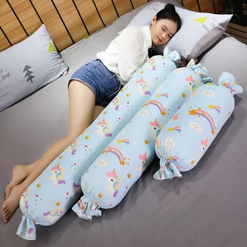 Cilindriskas spilvens, Noņemamu un mazgājamu kokvilnas cilindrisku konfektes spilvens plīša auduma karikatūra grūtniecēm miega spilvenu meitene