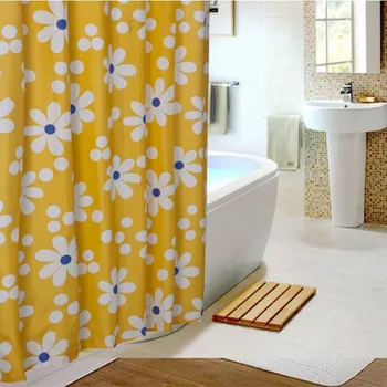 JUYANG. Dzeltena saule daisy dušas aizkars. Vides drukāšanas poliesters ūdensnecaurlaidīga dušas aizkars. Dažādi izmēri.