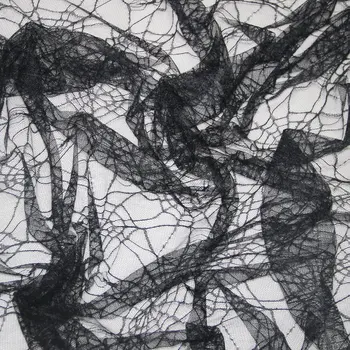 Melns zirnekļu tīkliem audums 150cm plats, mīksts tills Halloween puse apdare DIY apparal šūšanas audums