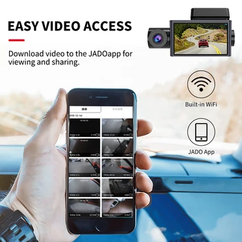 JADO Auto Dash Kamera HD1080P ADAS Auto Dvr Dash Kamera 3 Kameras Nakts Redzējums Dashcam 24H Autostāvvieta kontrolēt automašīnas Video Reģistratoru
