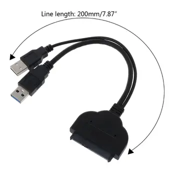 USB 3.0 SATA3 22Pin Data Barošanas Kabeļa Adapteris Pārveidotājs HDD 2.5 Collu Cieto Disku Diska Draiveri