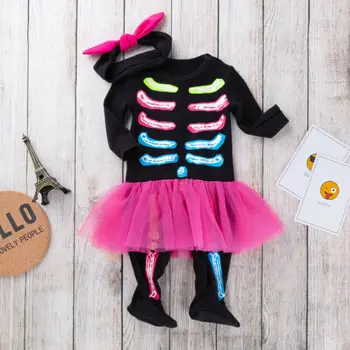 MUMS Toddler Baby Girl 0-24M Bērniem Halloween Kostīmu Jumpsuit Galvu Ruffles Mini Kleita