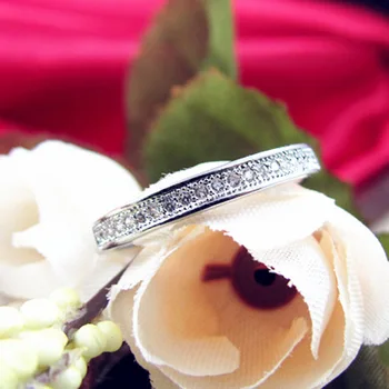 Sieviešu gredzenu vienā rindā mikro dimanta kronis ar gredzenu, rotaslietas, sieviešu Elegants Mini vienā rindā Rhinestone mozaīkas dimanta gredzenu