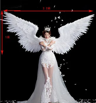 Baltām spalvām spārnu devil angel Halloween spārniem catwalk modelī liela cosplay brīvdienu puse vīriešu spārniem Puse Aksesuāri