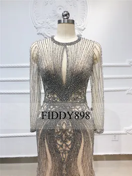 Akciju Luksusa Sirēna Vakara Kleita ar garām Piedurknēm Roku darbs Fāzēm Balles Kleitu Dubaija Formālu Kleita Puse Kleita Vestidos de Fiesta
