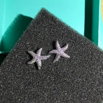 Jaunu Zelta krāsā Kubikmetru zircon CZ mikro bruģēts Anti-alerģiski, jūras zvaigzne zvaigzne pērļu auskariem modes rotaslietas piederumu