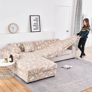Ziedu Drukas Stiept Elastīgs Sofa Cover Anti-putekļu Dīvāns, uz viesistabas Dīvāna, Dvieļu neslīdīgu Pilnībā ietin 1GAB.
