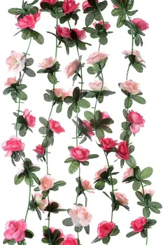 5 Pack 2.5 m Viltus Rozes Vīnogulāju Ziedi Vainags Augu Mākslīgo Ziedu Karājas Rožu Efeja Mājām, Viesnīca, Kāzu svinības, Dārza Amatniecības Dekori
