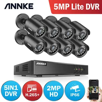 ANNKE 8CH 2MP HD Video Novērošanas Sistēmas 5in1 5MP Lite H. 265+ DVR 8PCS TVI Smart IS Bullet Ūdensnecaurlaidīgu CCTV Drošības Kameras