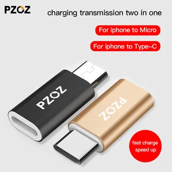 PZOZ iPhone C Tipa Adapteris, Mikro-USB Kabelis Converter maksas Xiaomi redmi 5 plus 4x mi 8 A1 6 x oneplus usb-OTG c