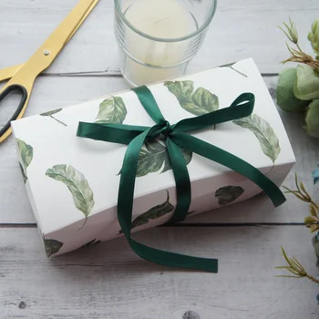 Zaļās lapas dizains 10pcs 18.5*9*5.5 cm Papīra Rūtiņu, Konfektes Cookie jar sveces, kāzu svinības, dzimšanas dienas DIY dāvanu Iepakojums