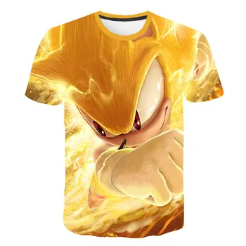 2020. gada Vasaras Bērnu Zēnu Drēbes Sonic T-krekls Karikatūra Sonic ezis t krekls Meitenēm Streetwear Bērnu drēbītes Bērniem, Topi O-veida Kakla