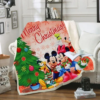Disney Karikatūra Ziemassvētku Minnie Mickey Mouse Mīksto Mest Segu Sherpa Atbalstu Bērniem, Meitenēm, Zēniem par Ziemassvētku Dāvanu Gulta Dīvāns