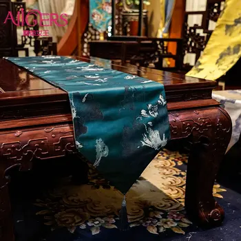 Avigers Luksusa Ķīniešu Stilā Izšūti Greeb Balta Dzeltena Sarkana Galda Stīgas ar Pušķi Mājas Hotel Kāzas