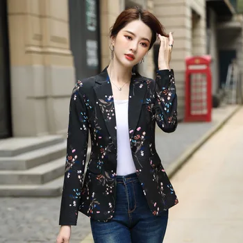 Iespiests sieviešu 2020. gada rudenī jaunā korejiešu stilā, dāmas temperaments gadījuma viduklis īss slim uzvalks jaka Biroja Dāma