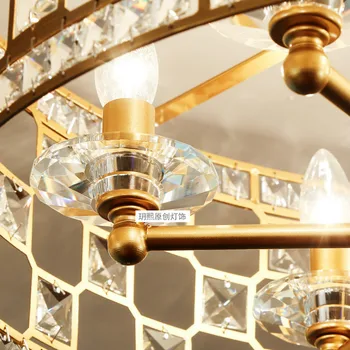 Amerikāņu kristāla griestu lampas K9 Eiropas guļamistaba restorāns lampas Princese istabas gaismas luksusa lampas zelta kārtu, kāzu telpu lampas