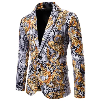 Modes Zelta Ķēdes Drukāt Vīriešu Bleizeri Un Uzvalka Žaketes 2020 