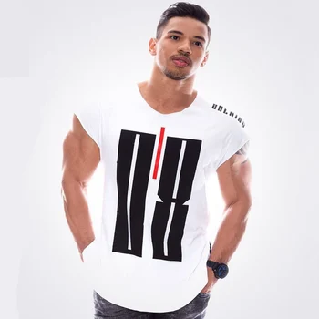 2018 Jaunu Vīriešu Īsām piedurknēm Kokvilnas T-krekls Muskuļu cilvēks Gadījuma Modes Druka t kreklu vingrošanas zāles, Fitnesa Kultūrisms t-veida Topi Apģērbi