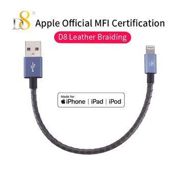 D8 MFI USB Kabeli, Ātra Uzlāde Datu Zibens Līnijas iPhone X 7 8 Plus 6 IOS Īstas Ādas Īsu Kabeli iPad 0.15 M