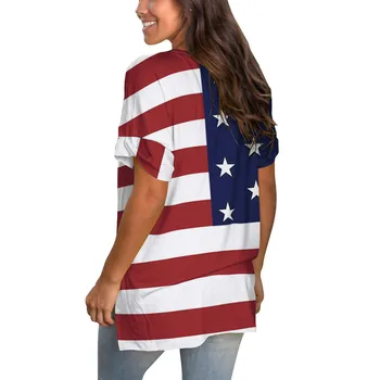 Sieviešu T-krekls Amerikāņu Karogu, MUMS Drukāt Top Plus Lieluma Dāmas V Kakla Īsām Piedurknēm Tee Gadījuma Brīvs Krekls Vasaras Drēbes 