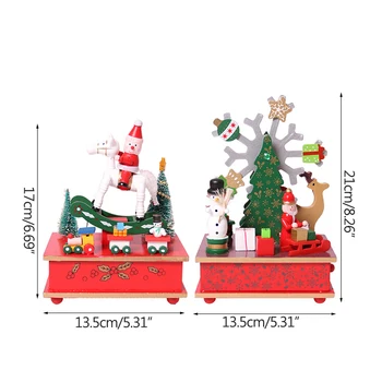 Ziemeļvalstu Koka Trojas Ziemassvētku Mūzikas Kastes Sniega Skatuves Dekorēšanai Ziemassvētku Rotājums Mājās Apdare Accssories Dzimšanas Dienas Dāvana