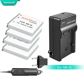 Bonacell 1400mAh NB-4L NB4L NB 4L Bateriju Bateria+Lādētājs Canon IXUS 30 40 50 55 60 65 80 100 PowerShot SD1000 1100 L10