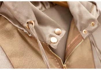 Uzstādīt sieviešu 2019. gada rudenī jaunu temperaments gadījuma krāsu saskaņošanas kapuci jaka + bikses elegants modes divdaļīga sieviešu apģērbs