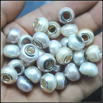 3 GAB. Eiropas krelles saldūdens pērļu liels caurums krelles, lai shaballa pērles lielums 8x12mm caurumu izmērs 5mm sieviešu rokassprādzes