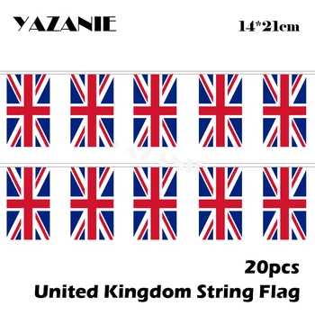 YAZANIE 14*21cm 20PCS 5Meter Apvienotā Karaliste-Anglija String Karoga Pasūtījuma Pasaules Valsts Karogs Eiropas Kauss Snooker Sporta Centrs