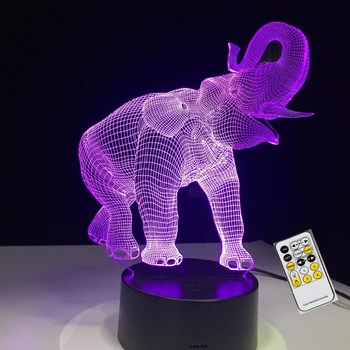 7 Krāsu Maiņa Happy Elephant 3D Lampa USB Nakts Lampas, LED Gaismas, lai Bērniem Dzimšanas dienas Dāvanu Svētku Dāvanas Atbalstu Piliens kuģniecība