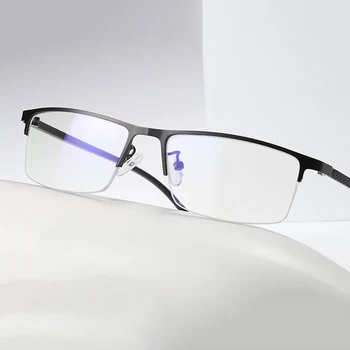 Vīriešu biznesa classic laukumā brilles anti-zila acu aizsardzība metāla plakanās spoguļa pusi rāmi, personalizētu dekoratīvās glāzēs.