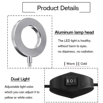 LED Klipu Galda Lampas apgaismojuma regulēšana, Rakstāmgalds, Gaismas Pastāvīgais Uzacu Manikīrs Gaismas USB Lādējamu Nakts Lasījumā Nagu Skaistumu Grims